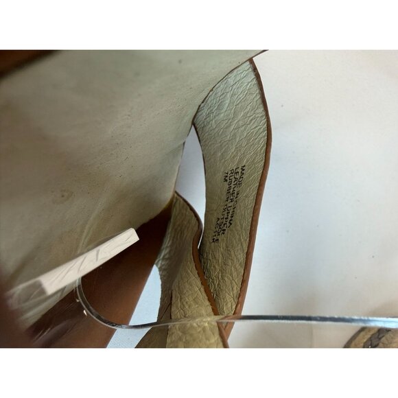 Michael Kors Espadrilles Wedge Sandals Womens Size 7M Brown Leather Ankle Strap - Picture 11 of 12